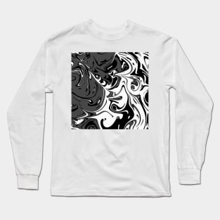 Grey white Liquid Abstract Art Long Sleeve T-Shirt